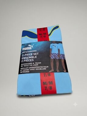 Puma Boys' Light Blue Rashguard & Trunk 2-Piece Set